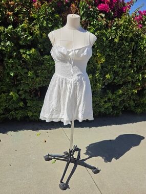 Princess Polly Lonely Hearts Club Shirred Mini Dress White Size 6 (SAMPLE SALE)